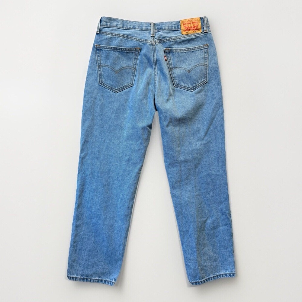 Levis 550 Relaxed Fit Tapered Leg Medium Wash Blue Jeans Mens 34x32 100 Cotton - Picture 2 of 12